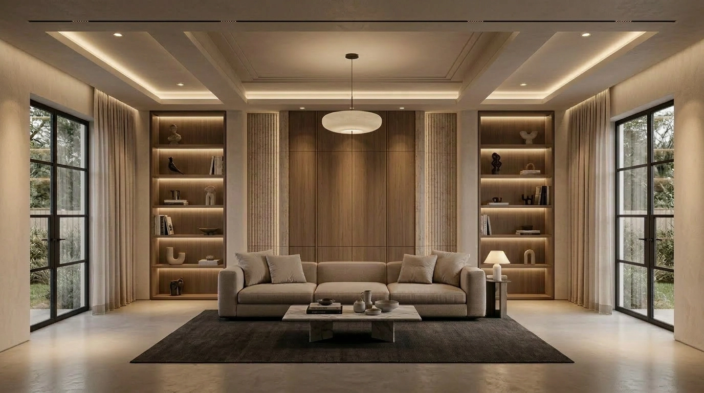 Living room lit for the everyday scene