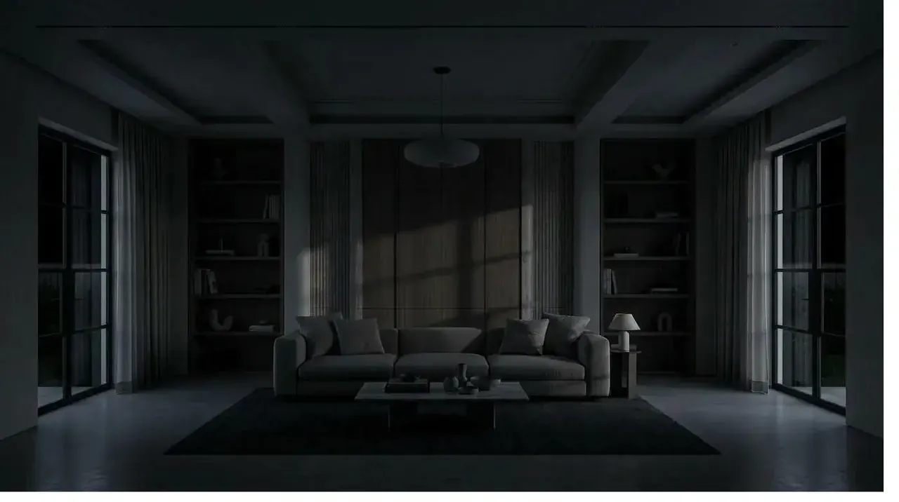 Living room lit for the all off scene